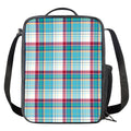Blue And Red Madras Pattern Print Crossbody Lunch Bag