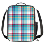 Blue And Red Madras Pattern Print Crossbody Lunch Bag