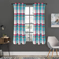 Blue And Red Madras Pattern Print Grommet Curtain Panels