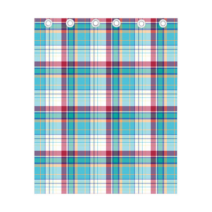 Blue And Red Madras Pattern Print Curtain
