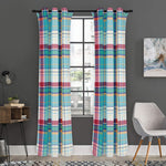 Blue And Red Madras Pattern Print Curtain
