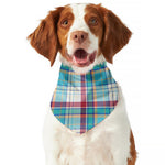 Blue And Red Madras Pattern Print Dog Bandana