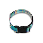 Blue And Red Madras Pattern Print Dog Collar