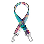 Blue And Red Madras Pattern Print Dog Seat Belt