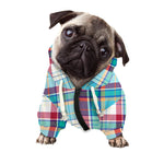Blue And Red Madras Pattern Print Dog Zip Up Hoodie