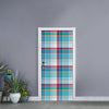 Blue And Red Madras Pattern Print Door Sticker