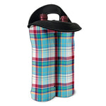 Blue And Red Madras Pattern Print Double Neoprene Wine Tote