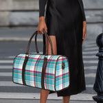 Blue And Red Madras Pattern Print Duffle Bag