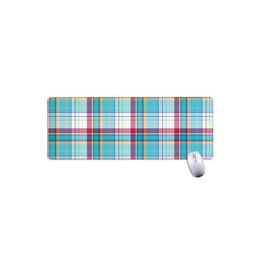 Blue And Red Madras Pattern Print Extended Mouse Pad