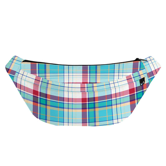 Blue And Red Madras Pattern Print Fanny Pack