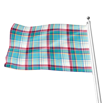 Blue And Red Madras Pattern Print Flag