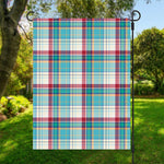 Blue And Red Madras Pattern Print Garden Flag
