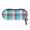 Blue And Red Madras Pattern Print Glasses Case