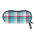 Blue And Red Madras Pattern Print Glasses Case
