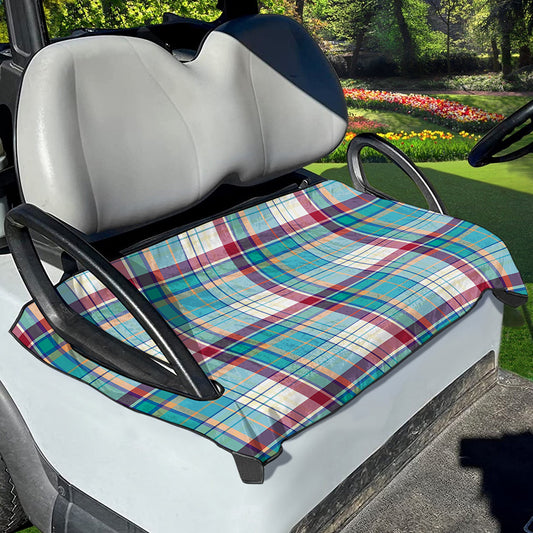 Blue And Red Madras Pattern Print Golf Cart Seat Cover