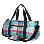 Blue And Red Madras Pattern Print Gym Bag