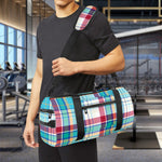 Blue And Red Madras Pattern Print Gym Bag