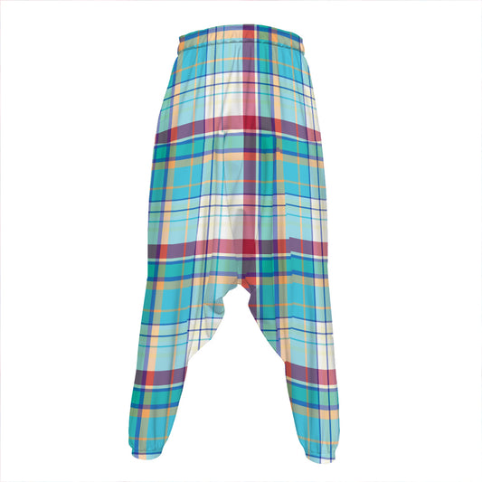Blue And Red Madras Pattern Print Hammer Pants