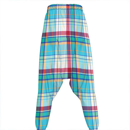 Blue And Red Madras Pattern Print Hammer Pants