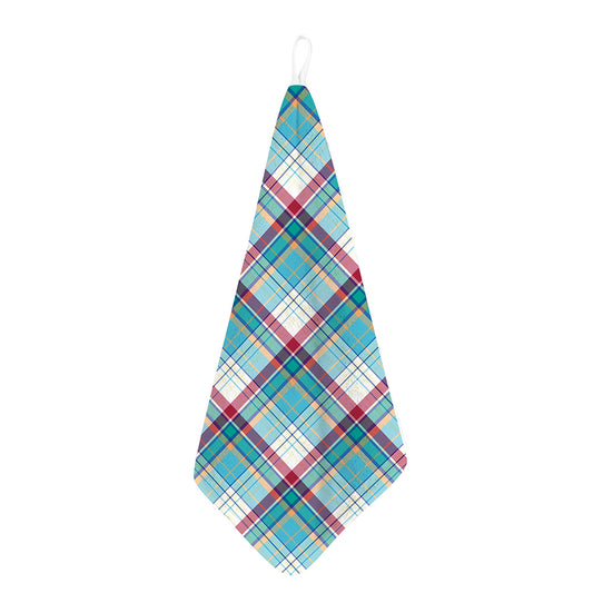 Blue And Red Madras Pattern Print Hand Towel