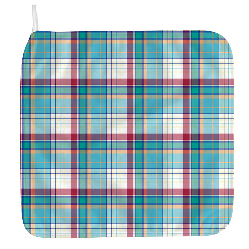 Blue And Red Madras Pattern Print Hand Towel
