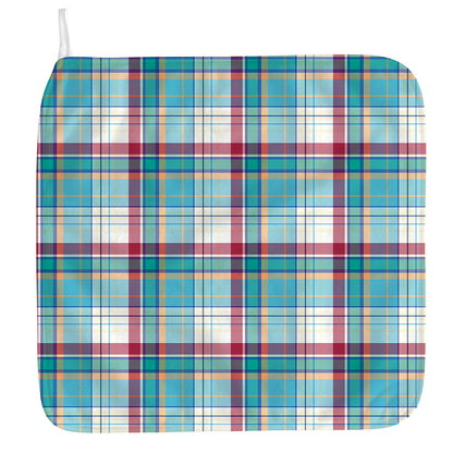 Blue And Red Madras Pattern Print Hand Towel