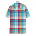 Blue And Red Madras Pattern Print Hawaiian Shirt