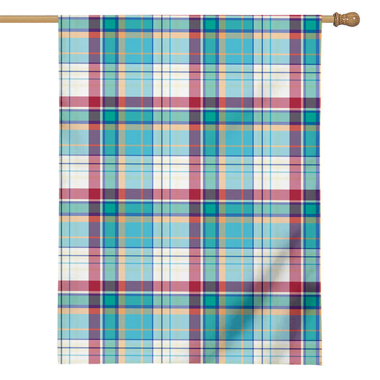 Blue And Red Madras Pattern Print House Flag