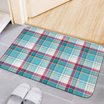 Blue And Red Madras Pattern Print Indoor Door Mat