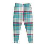 Blue And Red Madras Pattern Print Jogger Pants