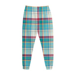 Blue And Red Madras Pattern Print Jogger Pants
