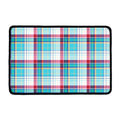 Blue And Red Madras Pattern Print Kitchen Mat