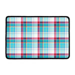 Blue And Red Madras Pattern Print Kitchen Mat
