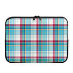 Blue And Red Madras Pattern Print Laptop Sleeve