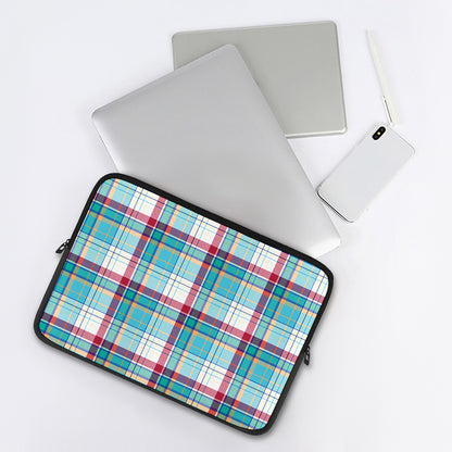 Blue And Red Madras Pattern Print Laptop Sleeve