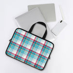 Blue And Red Madras Pattern Print Laptop Sleeve With Handle