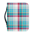 Blue And Red Madras Pattern Print Leather Bible Cover
