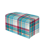Blue And Red Madras Pattern Print Leather Tissue Box Cover