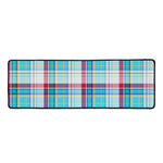 Blue And Red Madras Pattern Print Long Kitchen Mat