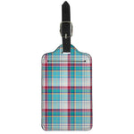 Blue And Red Madras Pattern Print Luggage Tag