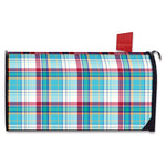 Blue And Red Madras Pattern Print Mailbox Cover