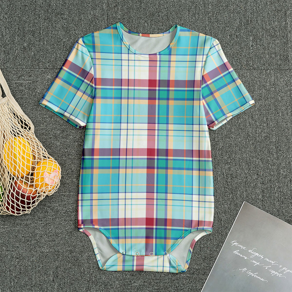 Blue And Red Madras Pattern Print Men's Bodysuit