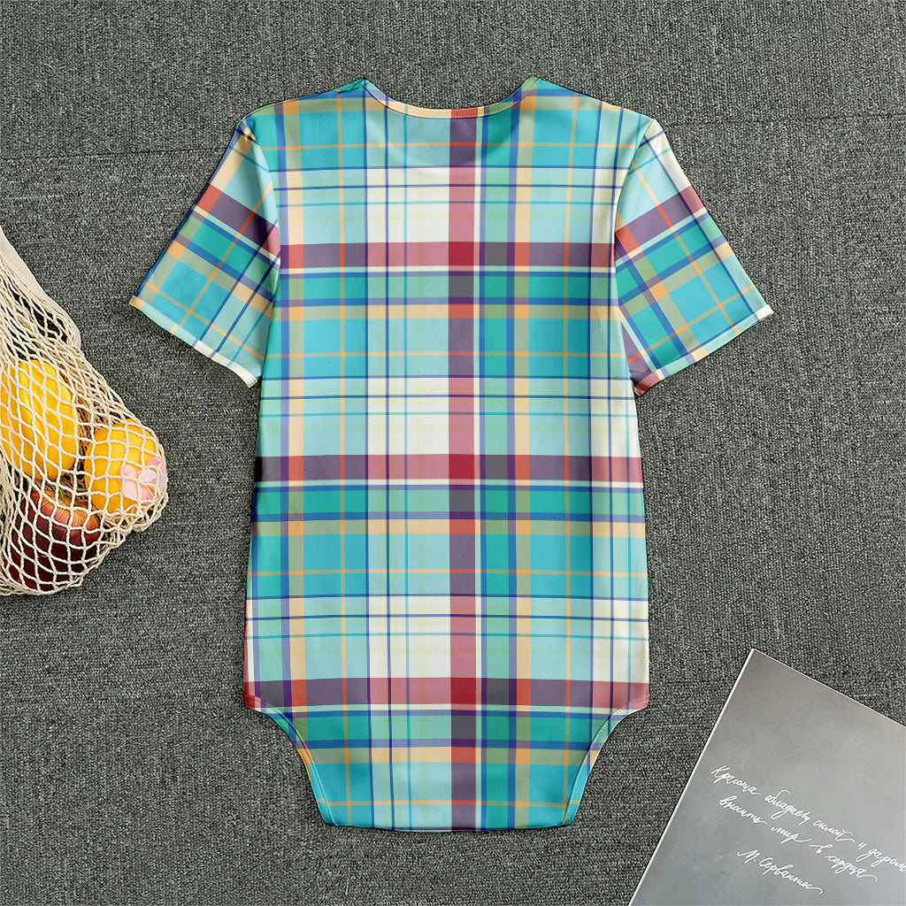 Blue And Red Madras Pattern Print Men's Bodysuit