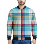 Blue And Red Madras Pattern Print Men's Bomber Jacket