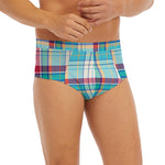 Blue And Red Madras Pattern Print Men's Briefs