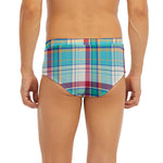 Blue And Red Madras Pattern Print Men's Briefs
