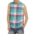 Blue And Red Madras Pattern Print Men's Fitness Tank Top