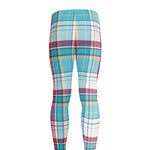 Blue And Red Madras Pattern Print Men's leggings