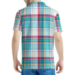Blue And Red Madras Pattern Print Men's Polo Shirt