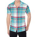 Blue And Red Madras Pattern Print Men's Shirt